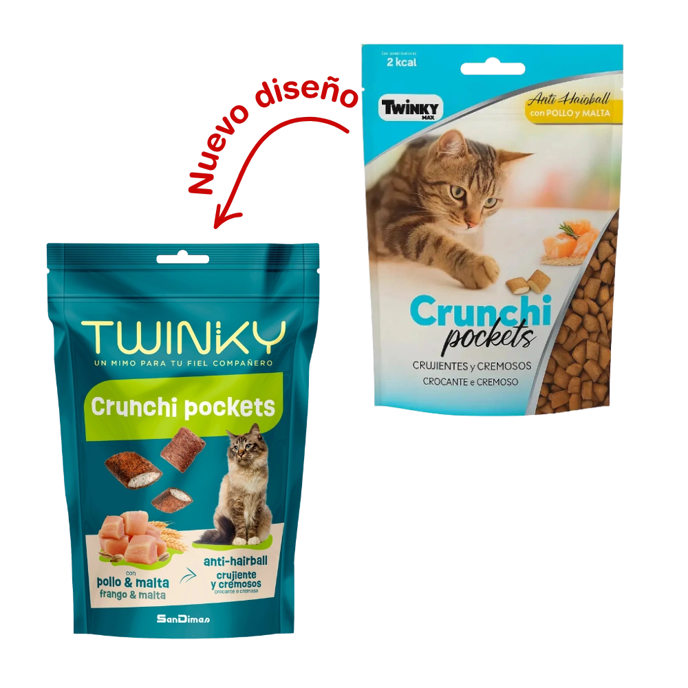 Snack Twinky Cat Crunchi Pockets Pollo y Malta 60 g al mejor precio -todoastorenimal.com