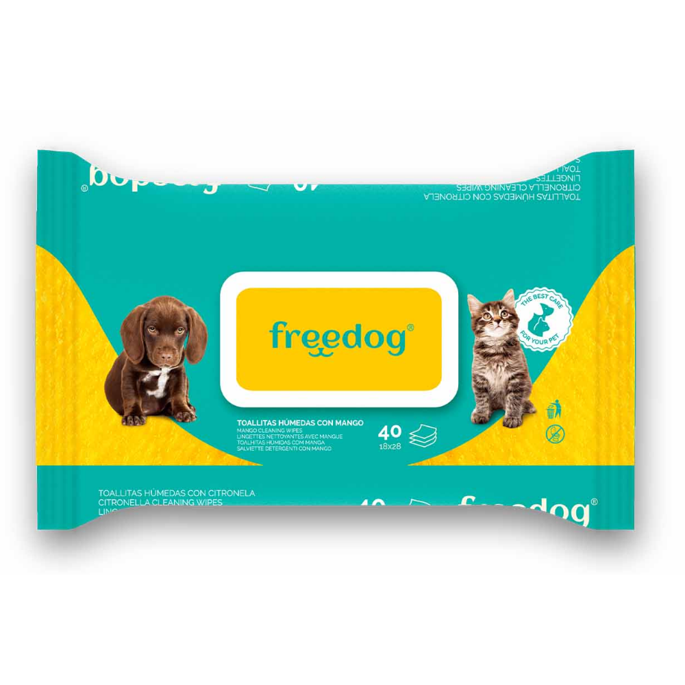 Toallitas Húmedas Mango Freedog 40Udes 28X18 cm al mejor precio -todoastorenimal.com