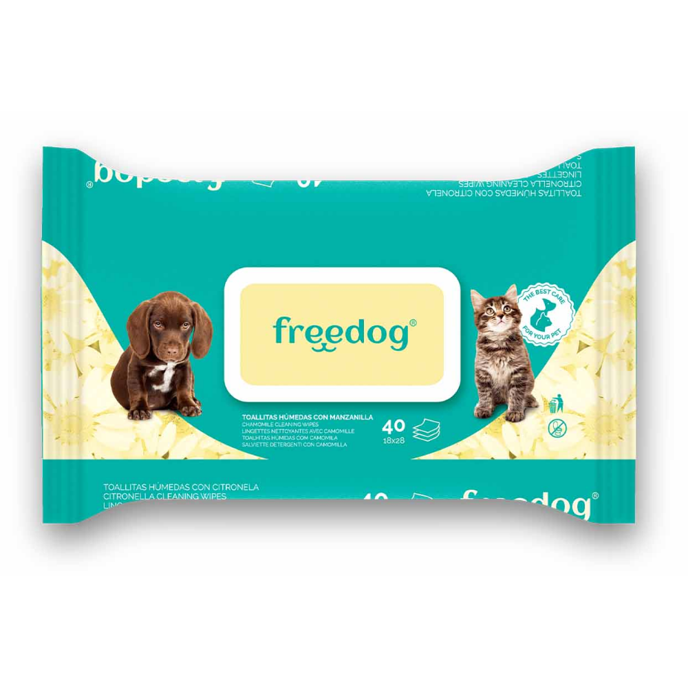 Toallitas Húmedas Manzanilla Freedog 40Udes 28X18 cm al mejor precio -todoastorenimal.com