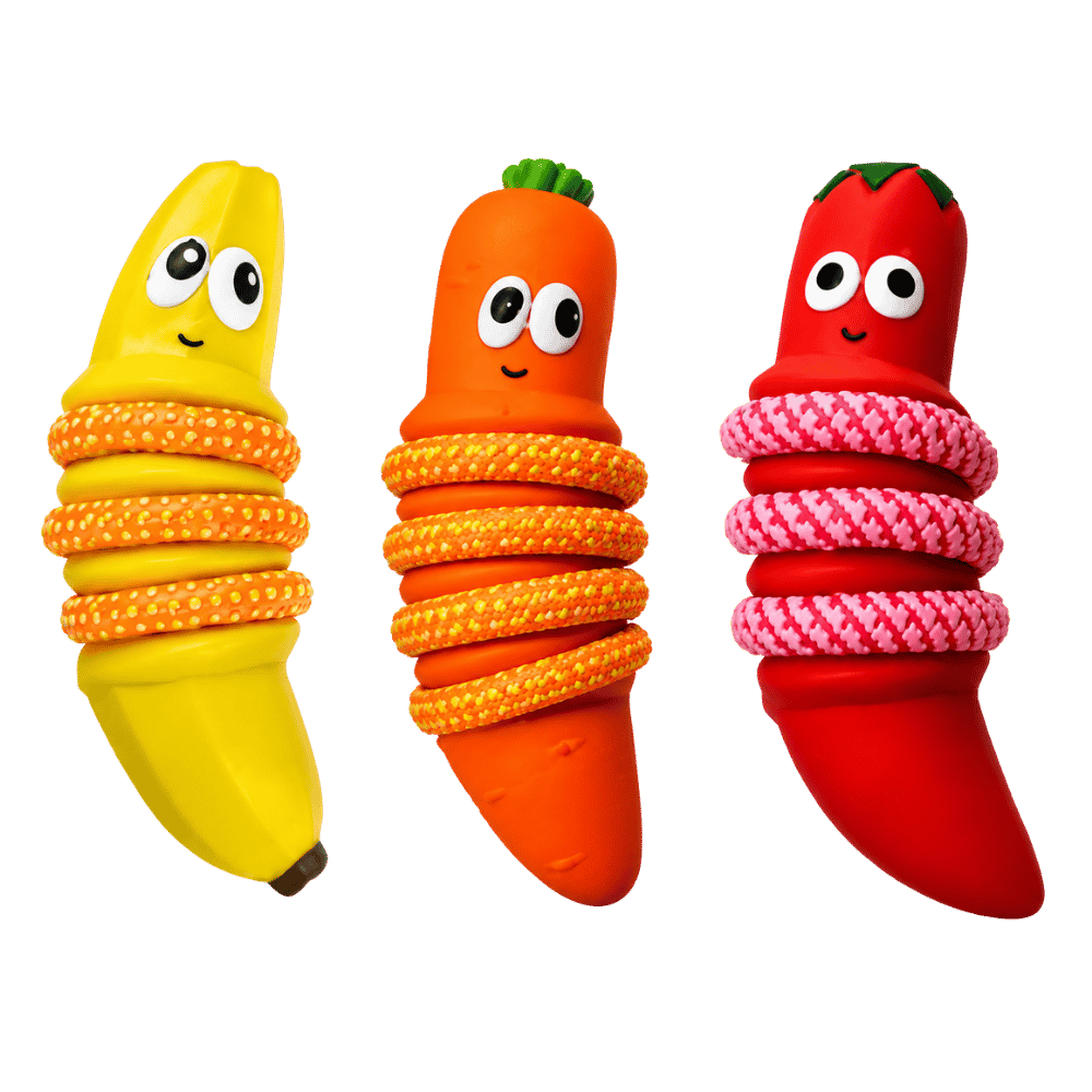 Wouapy Cuerda Rodeada 2 en 1 de Latex Veggie Juguete para Perros al mejor precio -todoastorenimal.com