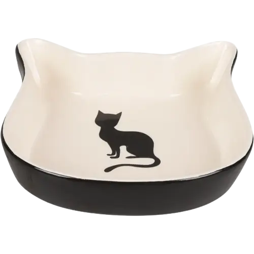 FLAMINGO COMEDERO CERAMICA GATO NALA NEGRO-BLANCO 220ML 12,5CM